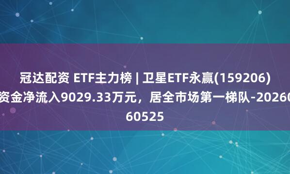 冠达配资 ETF主力榜 | 卫星ETF永赢(159206)主力资金净流入9029.33万元，居全市场第一梯队-20260525
